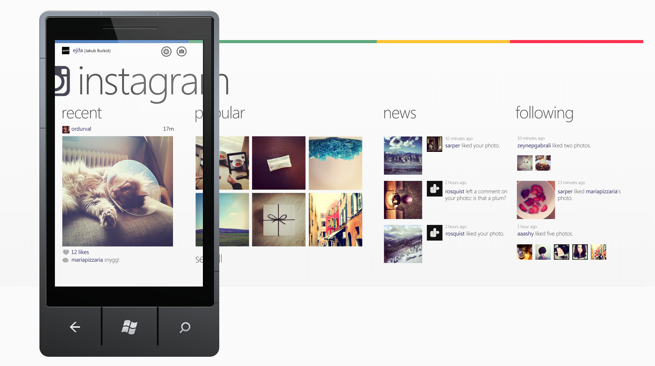 Instagram WP7 手机界面概念设计