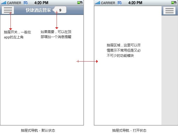 说说抽屉式导航—移动产品导航