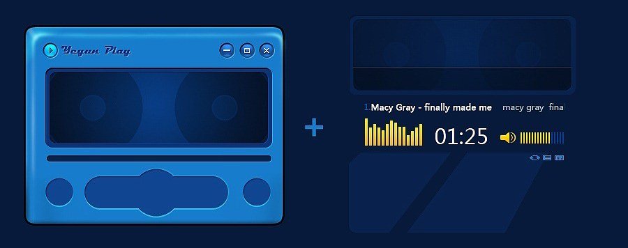 Photoshop绘制磁带外形的蓝色音乐播放器UI设计 07