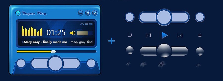 Photoshop绘制磁带外形的蓝色音乐播放器UI设计 10