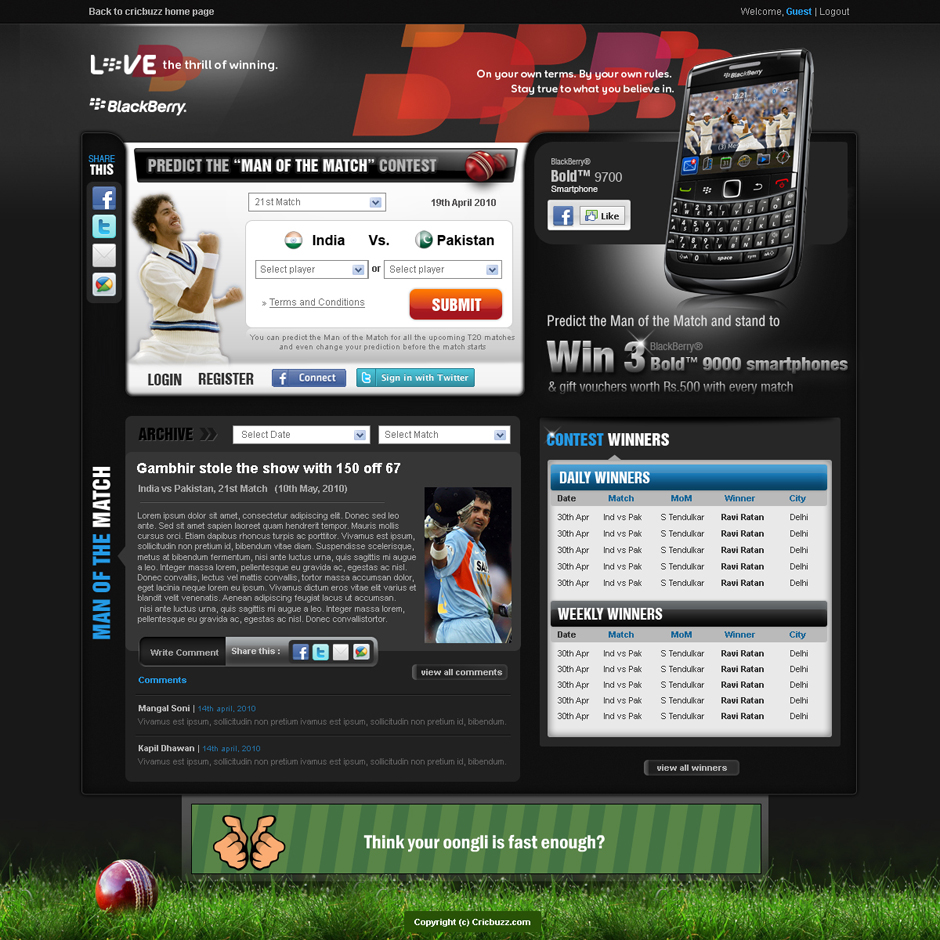 黑莓手机网站界面设计