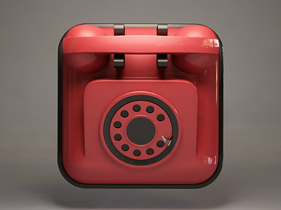 红色电话机应用图标设计