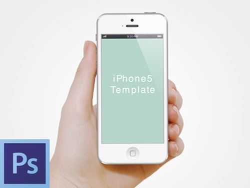 hand with iphone5 template psd