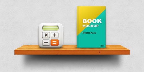 wooden shelf display mockup psd