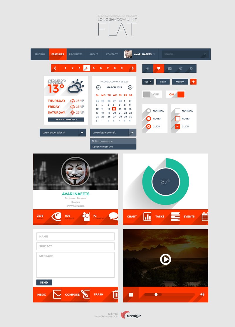 Long Shadow Flat UI Kit