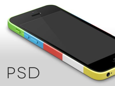 金色版iPhone 5S和iPhone 5C版本的PSD模型素材