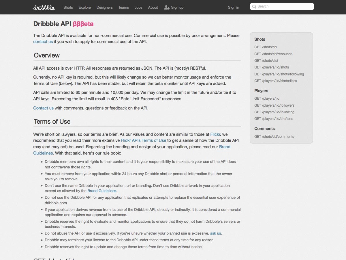 Dribbble API