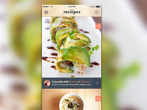 ios cooking app ui recipes feed ui设计 界面设计