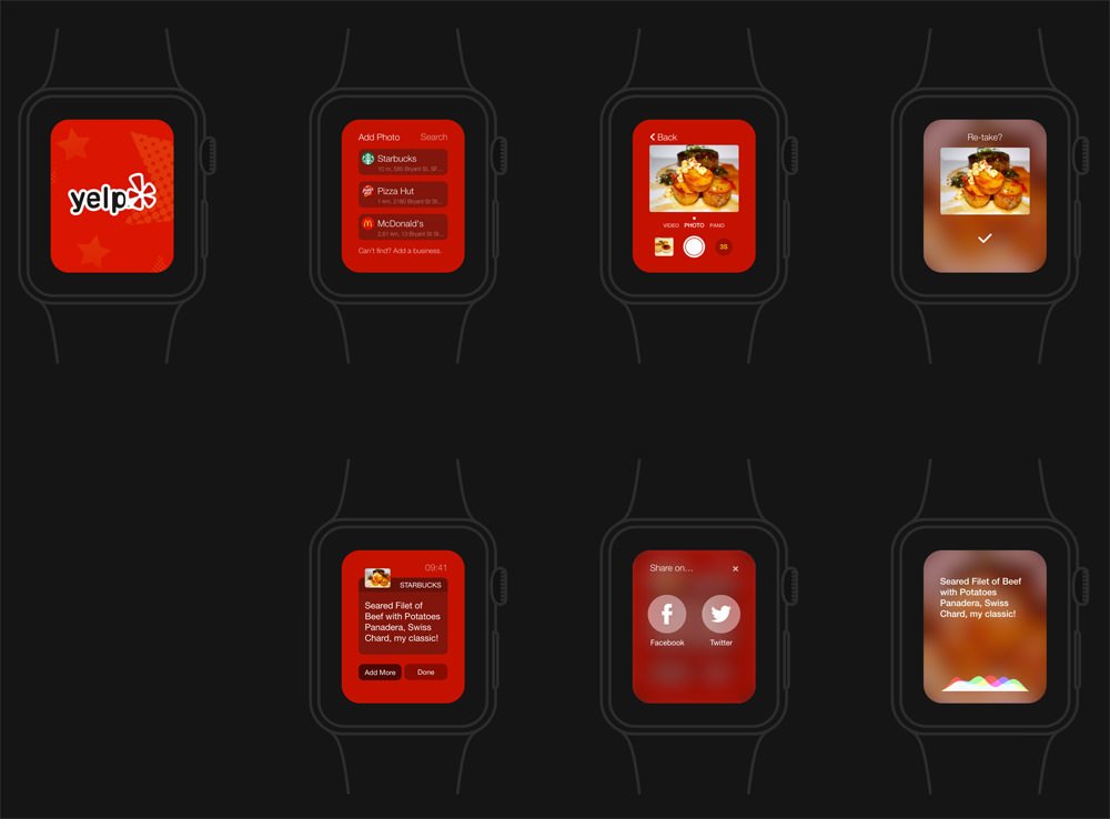 精品App Watch模板+UI组件免费下载Apple Watch App Concept