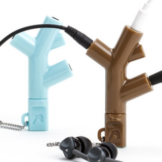 美国kikkerland正品 可爱枝桠造型 耳机分线器创意分享分配分离器